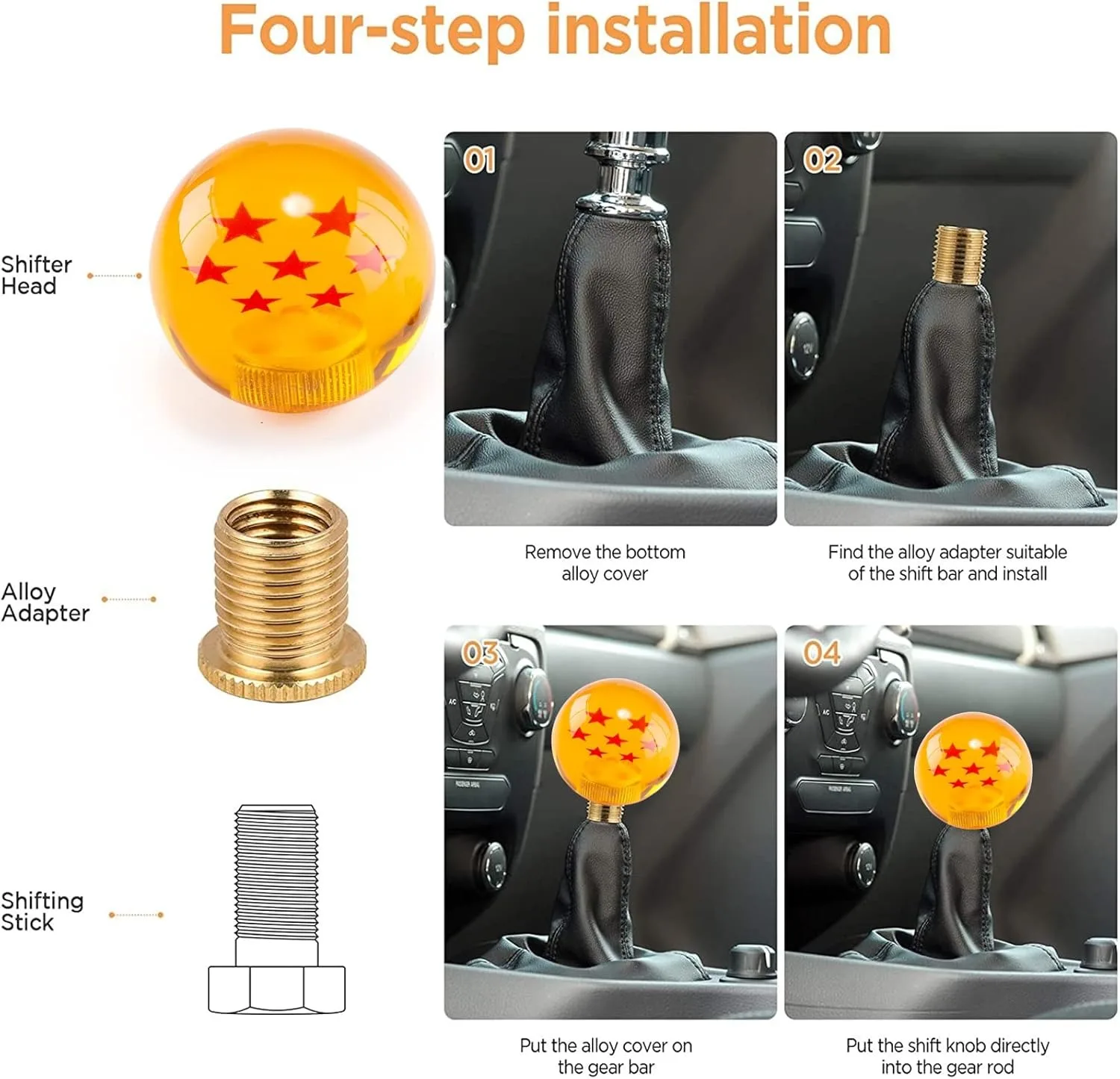 Universal automatic shift knob, Z-star rare ball, orange ball, 1-7 star car modification parts