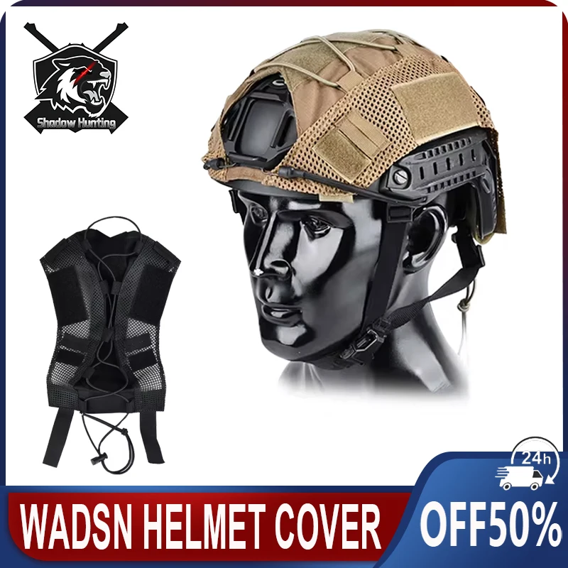 Wadsn Tactical Helmet Cover Nylon Cloth Elastic Scalable Protective Cover Outdoor Hunting FAST Helmet Protective Accessory