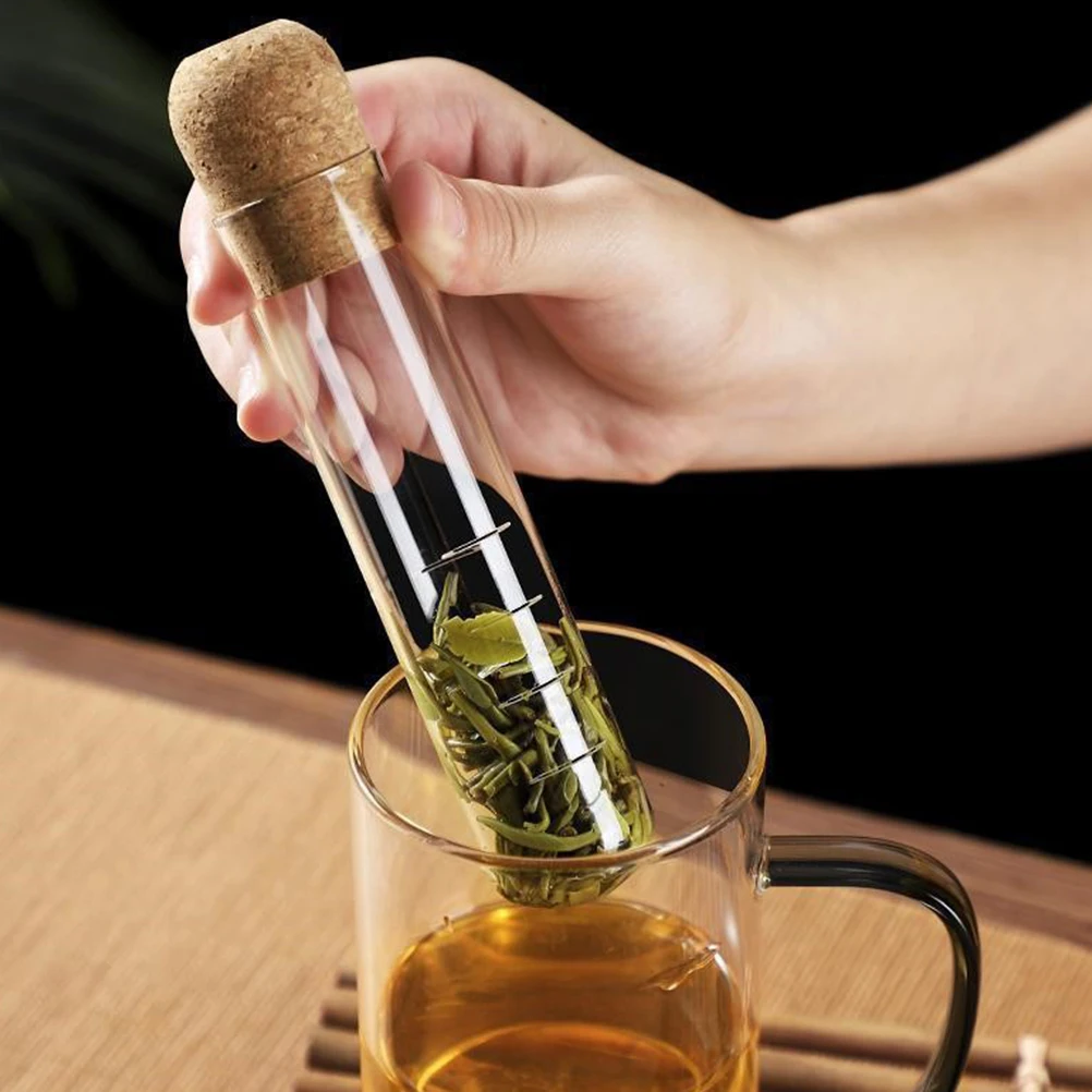 

2pcs Glass Infuser For Loose Leaf Clear Reusable Strainer With Cork Stopper For Cups Mugs Teapots Tea Lovers Glass Tea Filter