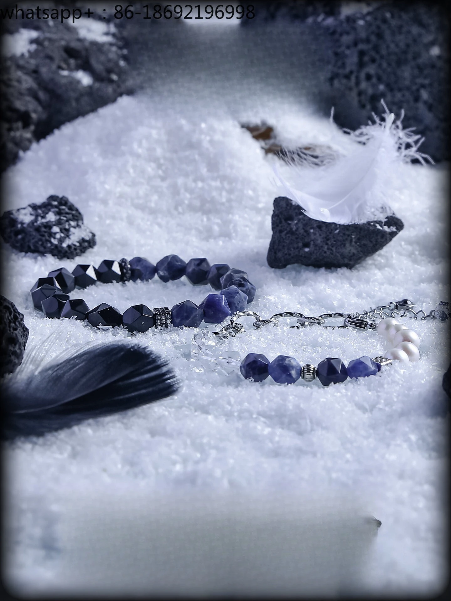 

[Spirit Medicine] Niche Design Couple Bracelet A Pair of Crystal Bracelets Obsidian Pearl