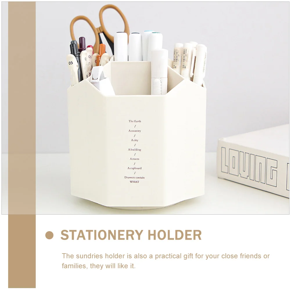 

Sturdy Plastic Rotatable Stationery Organizer Multi Grid Pen Holder Storage Container For Desk Makeup Brushes Sundries