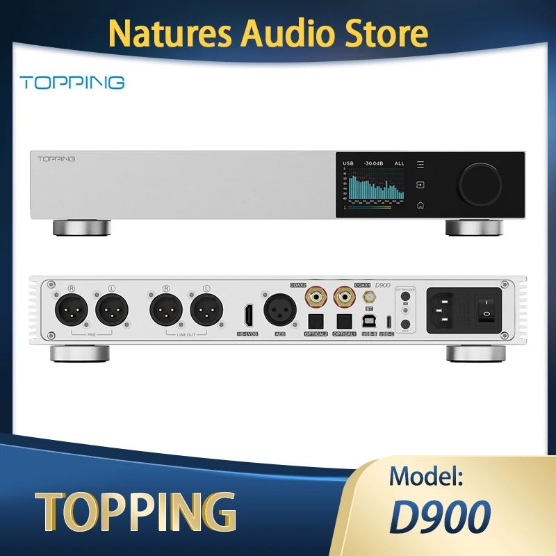 

TOPPING D900 HIFI-декодер Настольный флагманский ЦАП 32-элементный модуль PSRM Саморазделенная 1-битная архитектура записи Предварительный усилитель