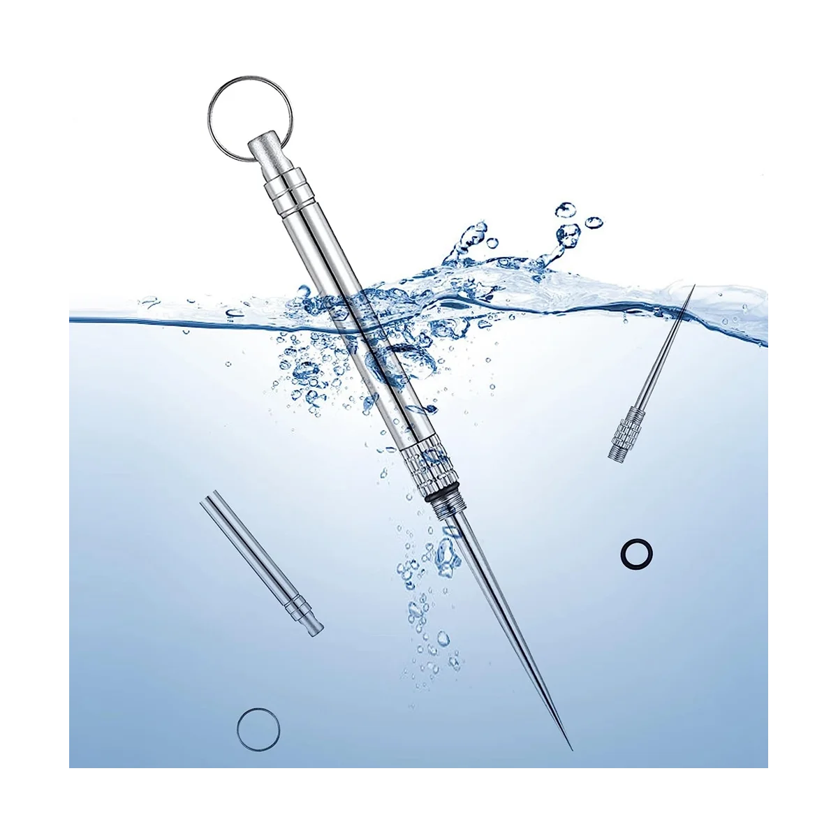 6 Pieces Metal Titanium Toothpicks, Portable Reusable Pocket Toothpicks with Stainless Steel Toothpick Holder