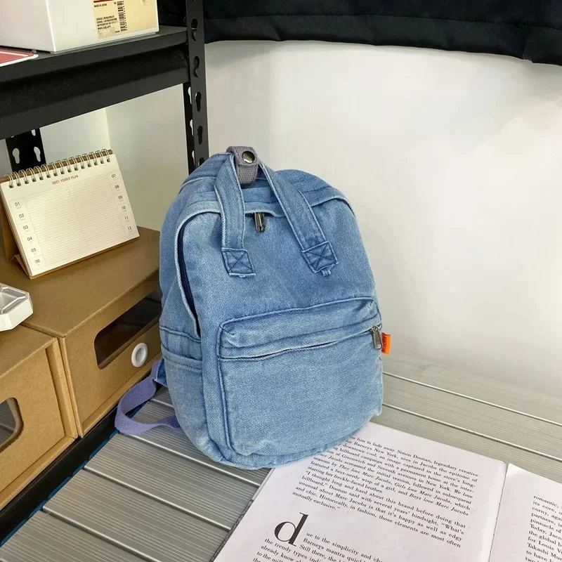 Fashion Denim Women's Trendy Casual Student School Bags For Girls Small Feminina Travel Backpack Mochila