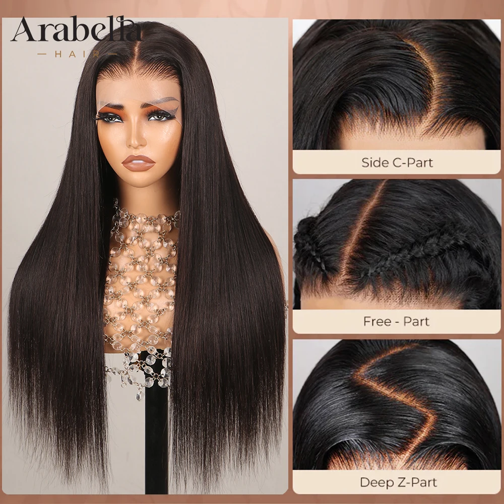

ARABELLA Hair 6x5 Invisible Knots Glueless 13x4 Frontal Lace Silky Straight Wig Pre-cut Lace Natural Black Beginner Friendly