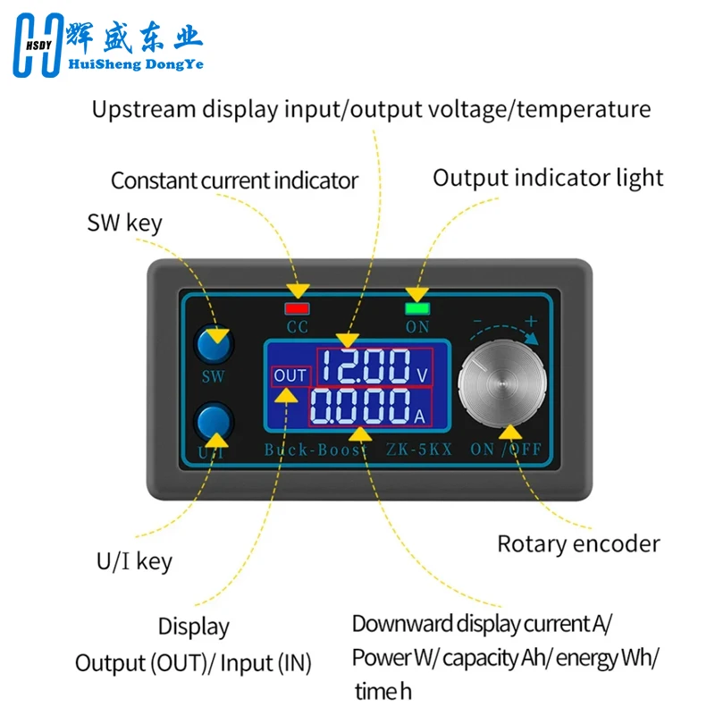 ZK-5KX DC DC Buck Boost Converter CC CV 0.6-36V 5A 5V 6V 12V 24V 80W Power Module Adjustable Regulated laboratory power supply