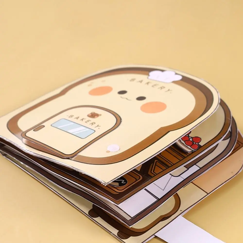 Paper Waffle Quiet Book Colorful Fried Chicken Cartoon Busy Book Convenience Store Handmade Toy Snack Bar Sticker Game.