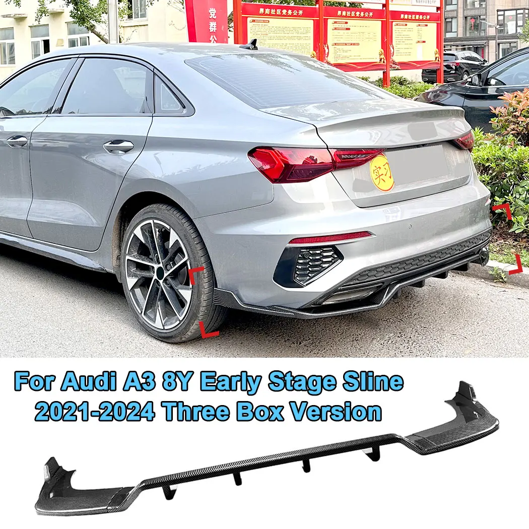 Rear Lip Rear Corner Integrated Diffuser Spoiler For Audi A3 8Y Early Stage Sline 2021-2024 Three Box Version Exterior Guard Kit