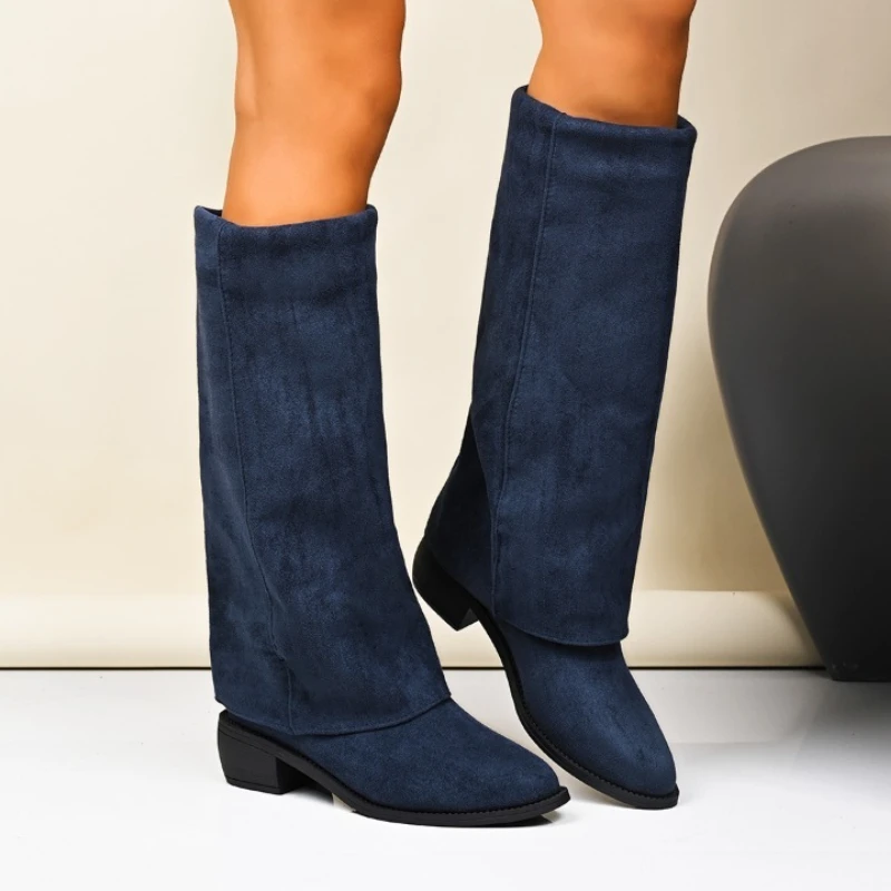 

Women High Boots 2025 Trend New Fashion Heeled Shoes Designer Knee High Heels Shoes Party Elegant Chunky Pumps Woman Botas Mujer