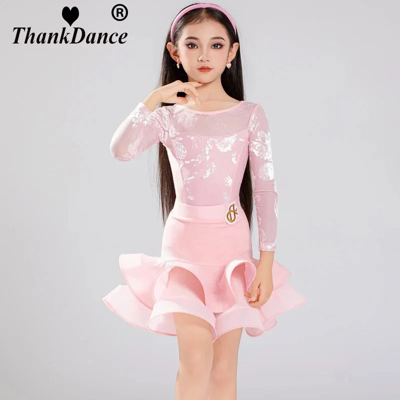 

Платье для латинских танцев сальсы, детское платье для латинских танцев, бальное платье, стандартный танцевальный костюм для самбы, танго, танцевальная юбка для девочек