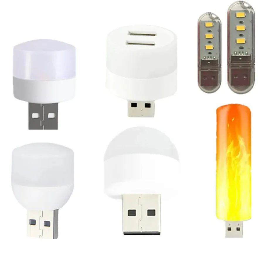 USB Plug Lamp Computer Mobile Power Charging USB Small Book Lamps Small Round Light Night Light LED Eye Protection Reading Light