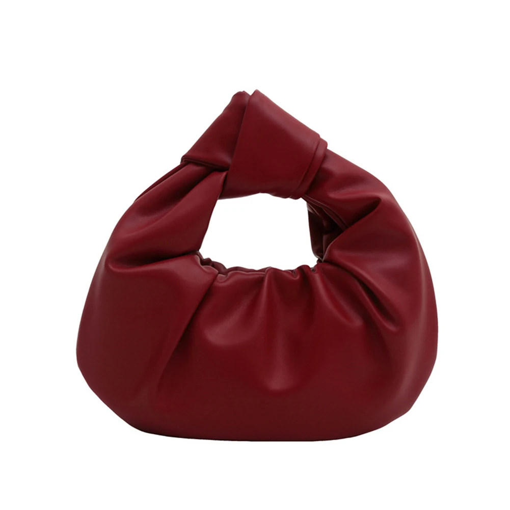 Mini Top-Handle Bags PU Leather Casual Shoulder Bags Pleated Handbag Cloud Bag for Women Girls