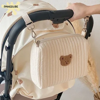Pangdube กระเป๋ารถเข็นเด็กอ่อนหมีน่ารักสำหรับ tas stroller, กระเป๋า tas bersalin สำหรับใส่ของสำหรับรถเข็นกระเป๋าเครื่องสำอางสำหรับเด็กทารกกระเป๋าเก็บของสำหรับคุณแม่