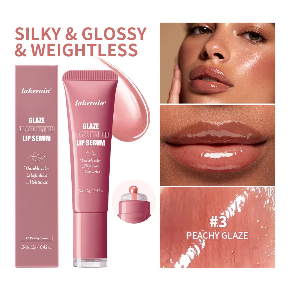 Lakerain Donut Peptide Plumping Lip Gloss 6 Colors Hydrating Non-sticky Mirror Shine Lip Balm All Skin Tone Makeup Gift