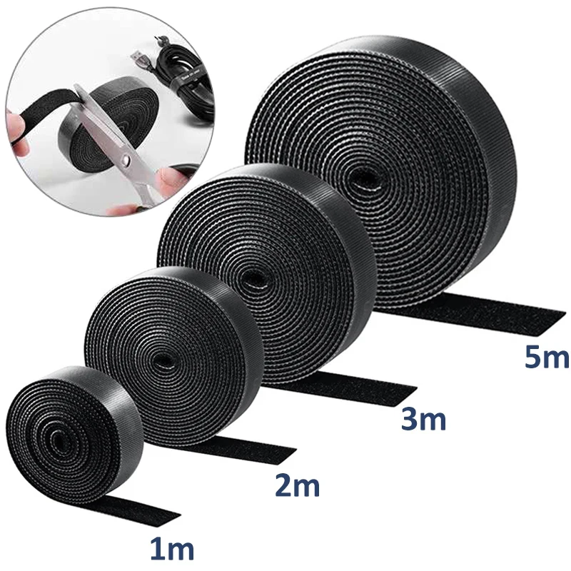 1/3/5m Hook Fastener Cable Organizer Cable Ties Wire Winder Keeper USB Cables Management Protector Earphone Mouse Cord Ties