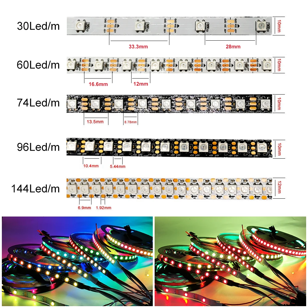 DC5V 1m 2m 3m 4m 5m WS2812B Digital Flexible Einzeln Adressierbaren Led-Streifen Licht 5050 pixel RGB IP30 IP65 IP67 Wasserdicht