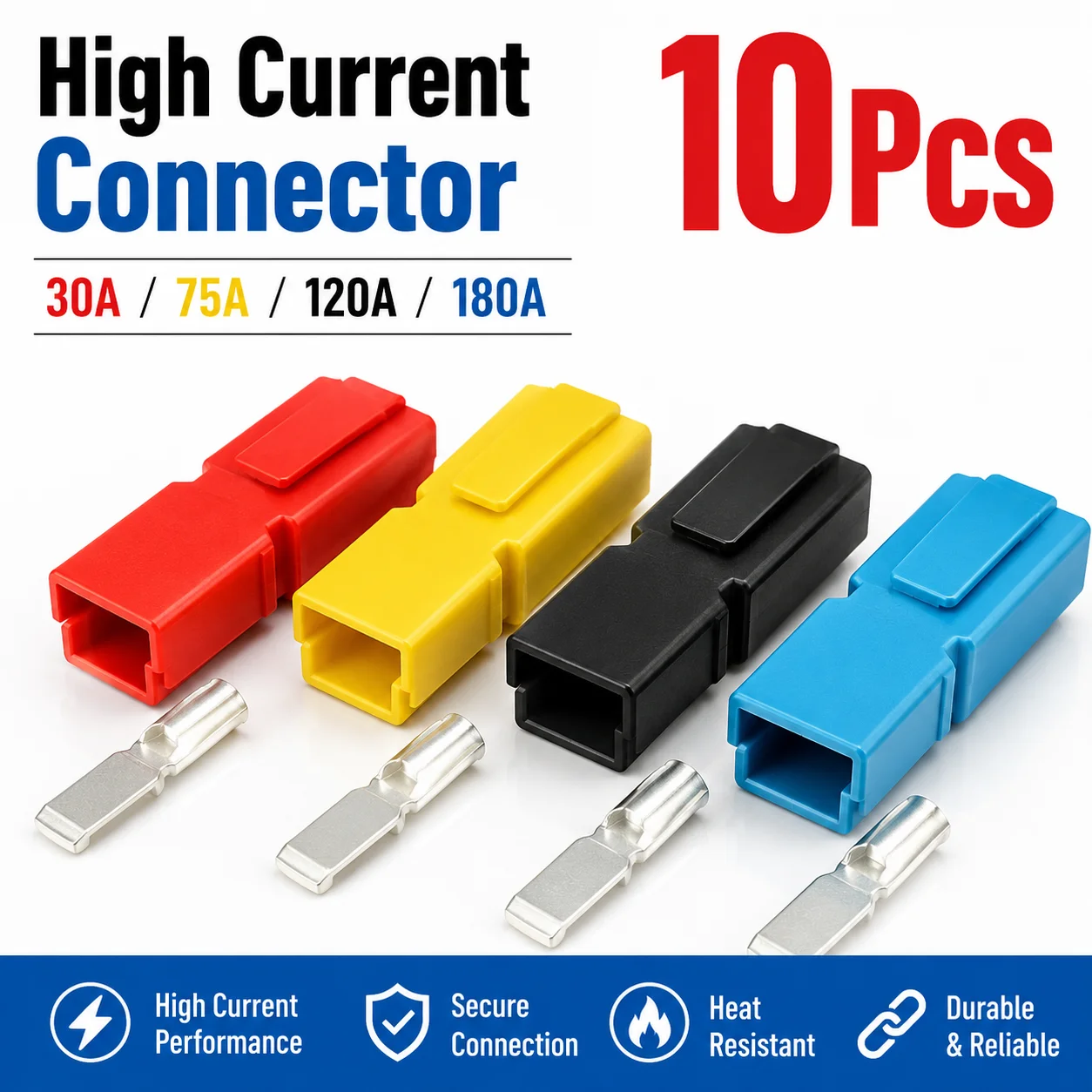 10Pcs High Current Connector Plug 30A/75A/120A/180A  Connector Single Pole Plug Electric Battery Forklift