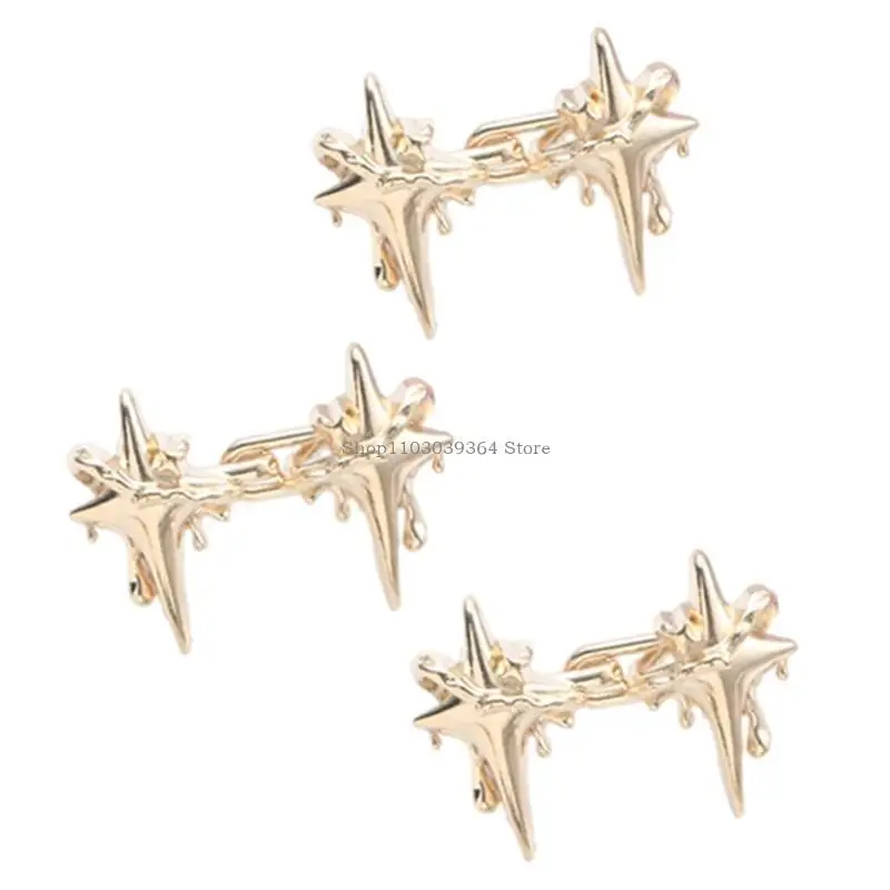 3PCS Crossed Star Waist Buckle Clasp Button Nonsewing Waist Pin for Loose Jeans