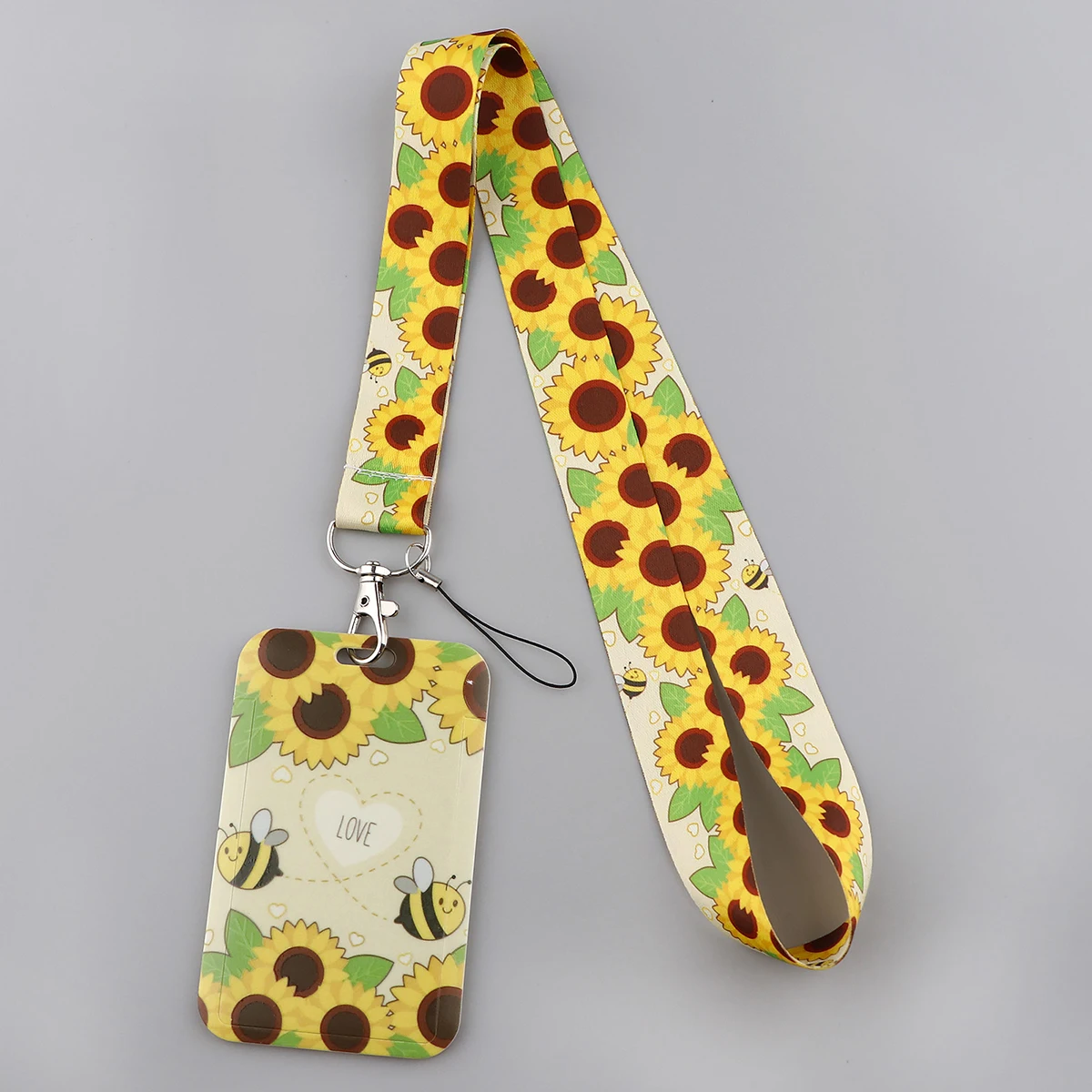 ER1920 Mode Zonnebloem Bee Bloemen Id Kaarthouder Bus Kaarthouder Personeel Card Lanyard Voor Sleutels Telefoon Diy Hang Touw