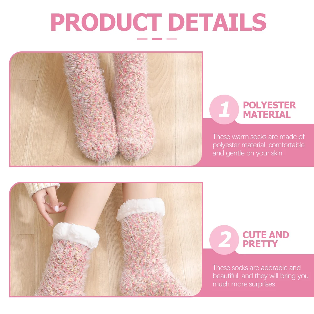 

1Pair Warm Slip-Resistant Floor Socks Thermal Thick Winter Bed Socks Women Comfortable Soft Polyester Christmas Gifts for Women