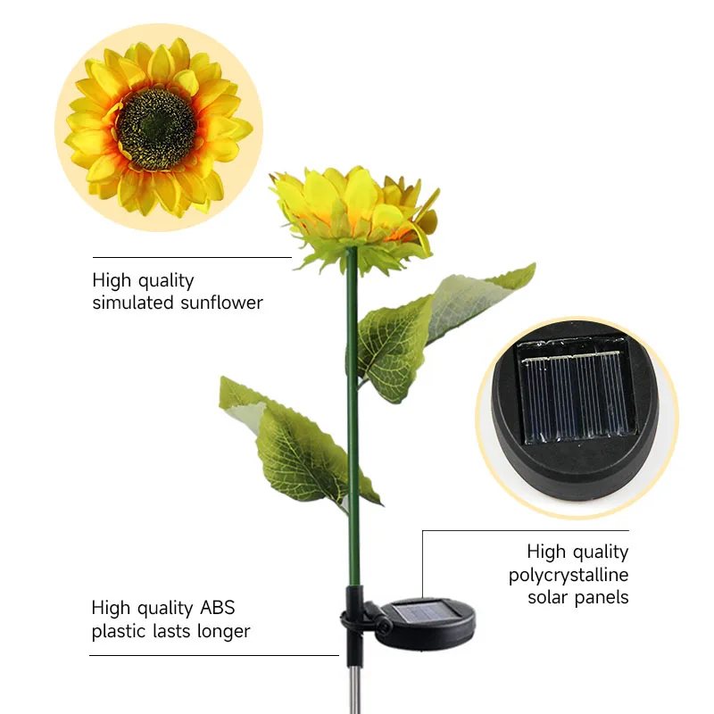 LED solaire tournesol extérieur pelouse lumière étanche voie cour mariage vacances jardin décoration solaire fleurs lampe pelouse lumière