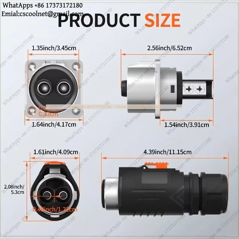 12V-48V 100A 2 Pin IP67 Waterproof Round Connector Plug 6-4 AWG Cable Quick Lock with Terminals for Electric Vehicle Parts