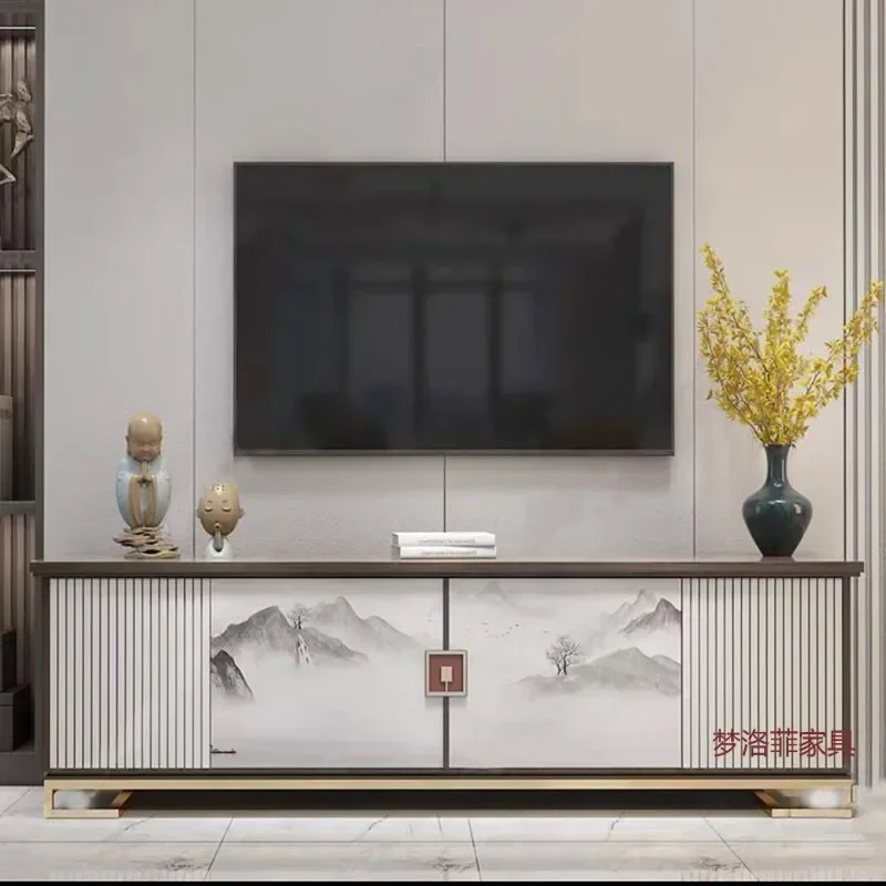 Y16- New Chinese Light Luxury TV Cabinet Modern Simple Villa Model Room Living Room Solid Wood Locker