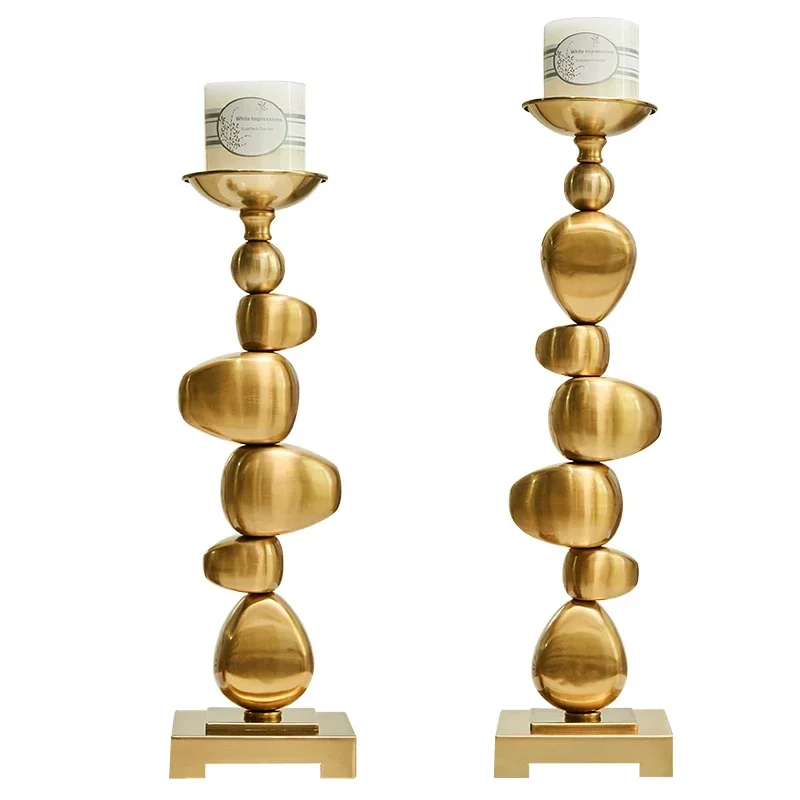 

Golden Alloy Candle Holder - Stone Pile Shape Decor & Aroma Container