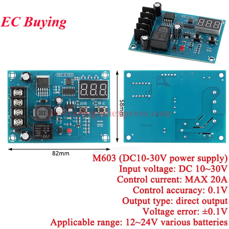 XH-M603 M604 M609 Charging Control Module Digital LED Display Storage Lithium Battery Charger Switch Protection Board 12-24V 60V