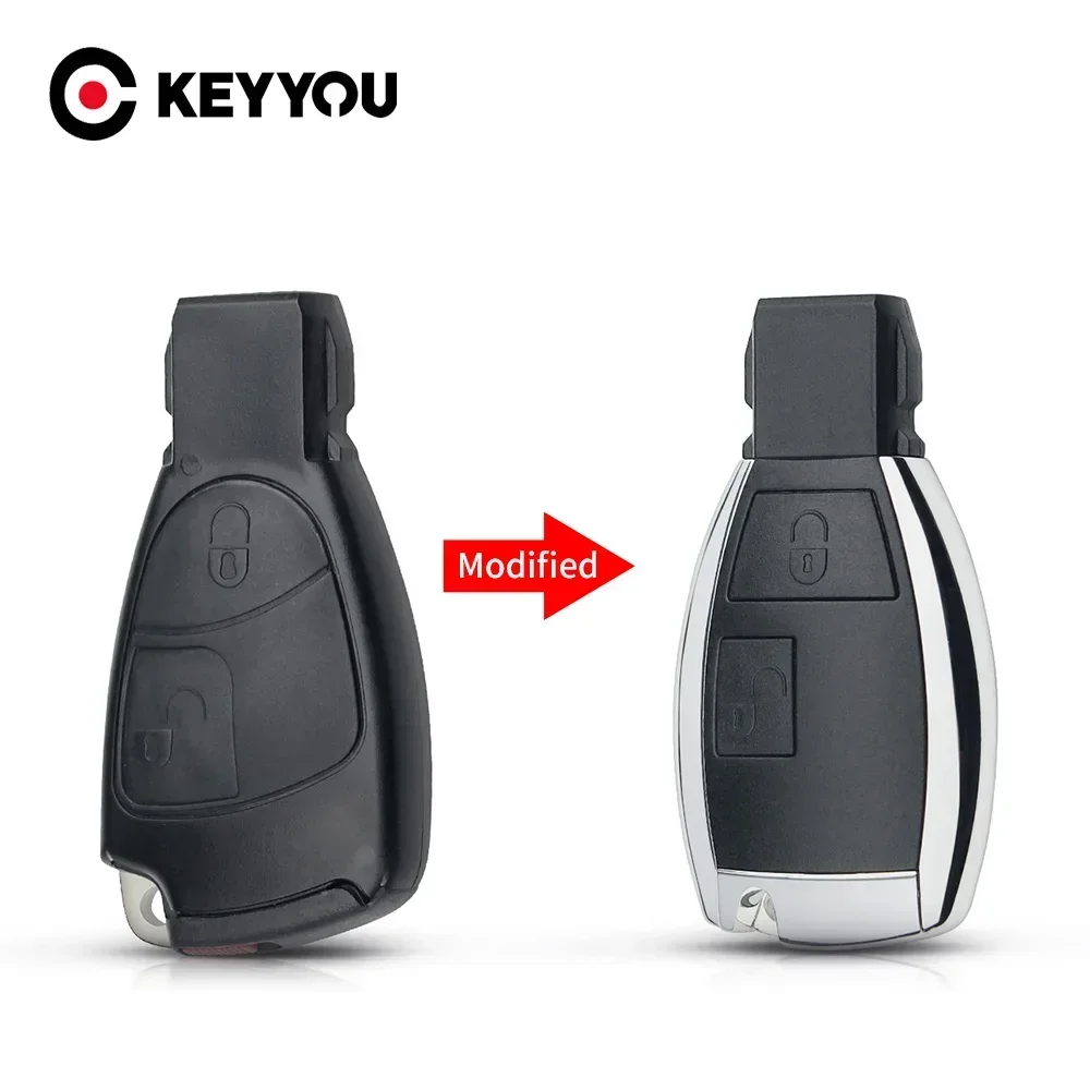 

KEYYOU для Benz Mercedes C E S M CLS CLK W203 W205 W211GL SLK S Class CL55 AMG Модифицированный удаленный автомобильный ключ Смарт-брелок с 2 кнопками