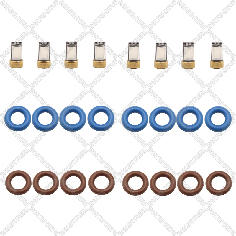 8set Fuel Injector Service Repair Kit Filters Orings Seals Grommets for 0280158034 Dacia 2004 Lodgy Dokker Renault Logan1.4 1.6L