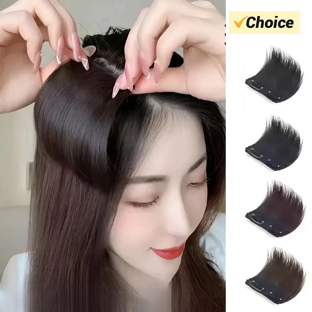 Almohadilla recta corta sintética, extensión de cabello Invisible, forro de cabello, cubierta lateral superior, postizo para mujeres