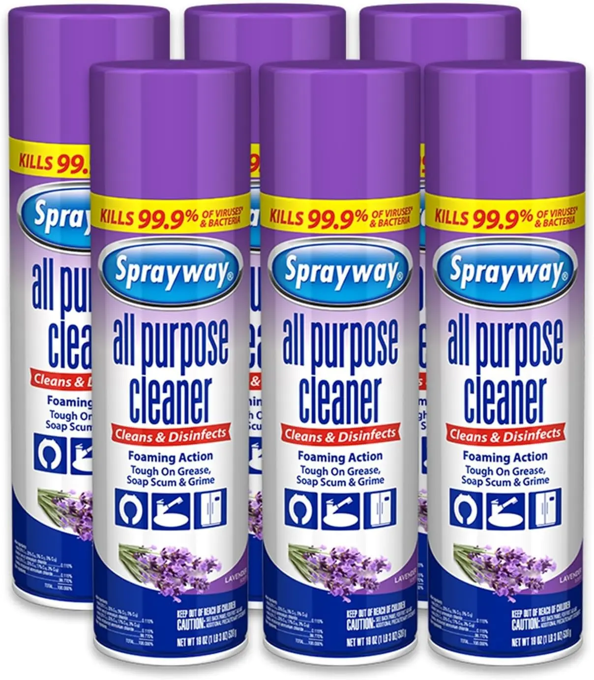 

All Purpose Cleaner with Lavender Scent, 19oz, Pack of 6 | Foaming Action, Clean, Disinfect