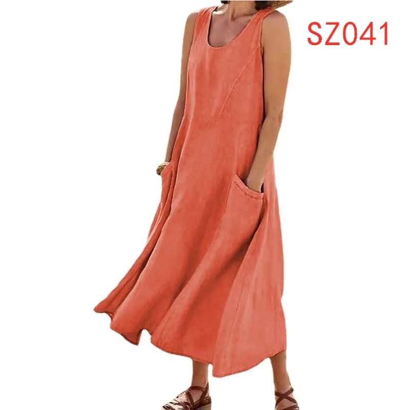 

2024 Summer pocket crew neck dress for women