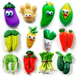 10pcs Green Vegetable Fridge Magnet Gift Food Figurine Resin Refrigerator Whiteboard Sticker Diy Decoration Kitchen Accessories
