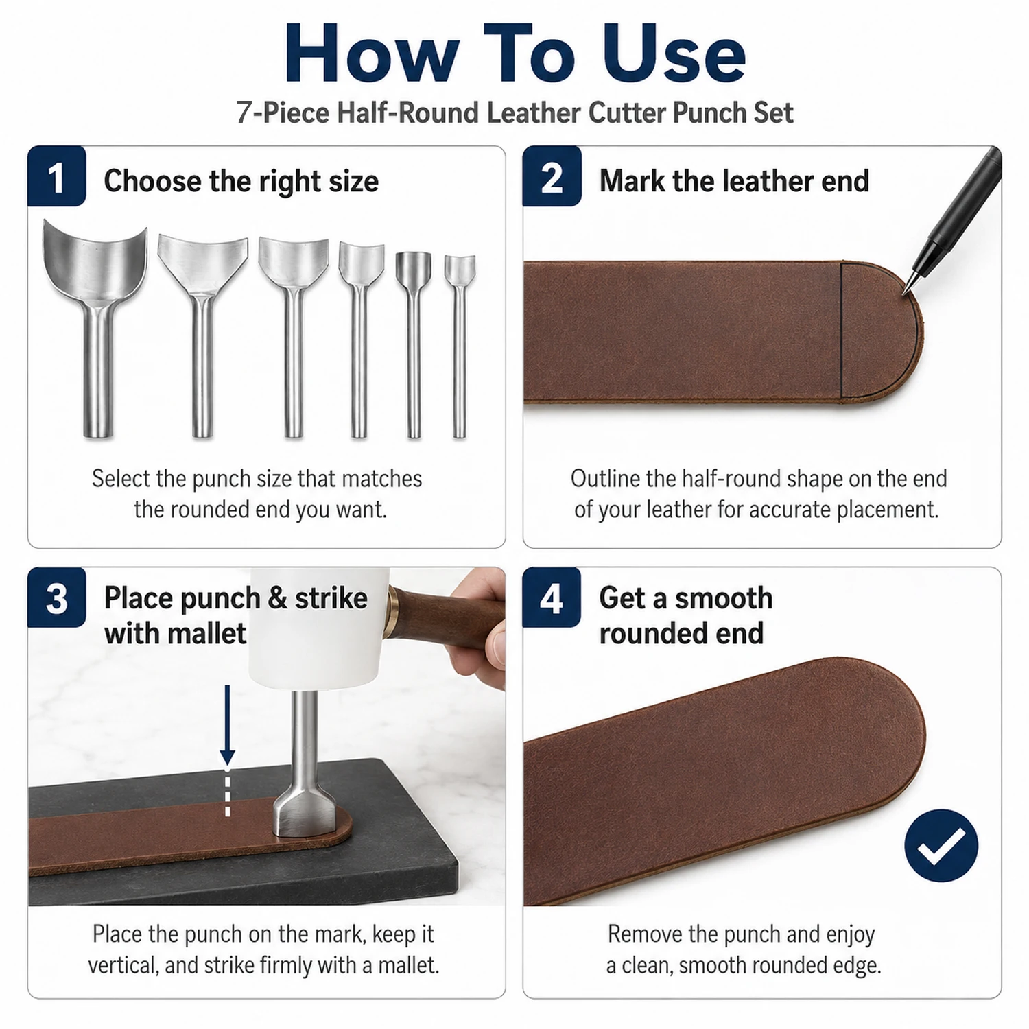 1-4 Piezas Punzón de Cuero Sem - Leatherwork Hole Punch reseña y precio