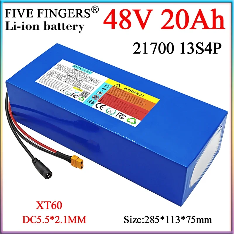 New 48V 20Ah 21700 Lithium Battery Pack 20000mAh High Power 13S4P 60A Discharge ,For 54.6V Electric Tricycle two wheeler moped