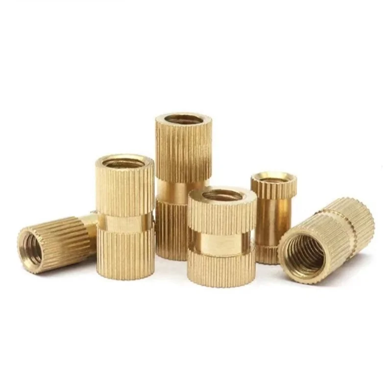 5/10/25pcs M2 M2.5 M3 M4 M5 M6 M8 M10 Solid Brass Pure Copper Metric Thread Injection Molding Knurl Insert Nut Nutsert Embedded