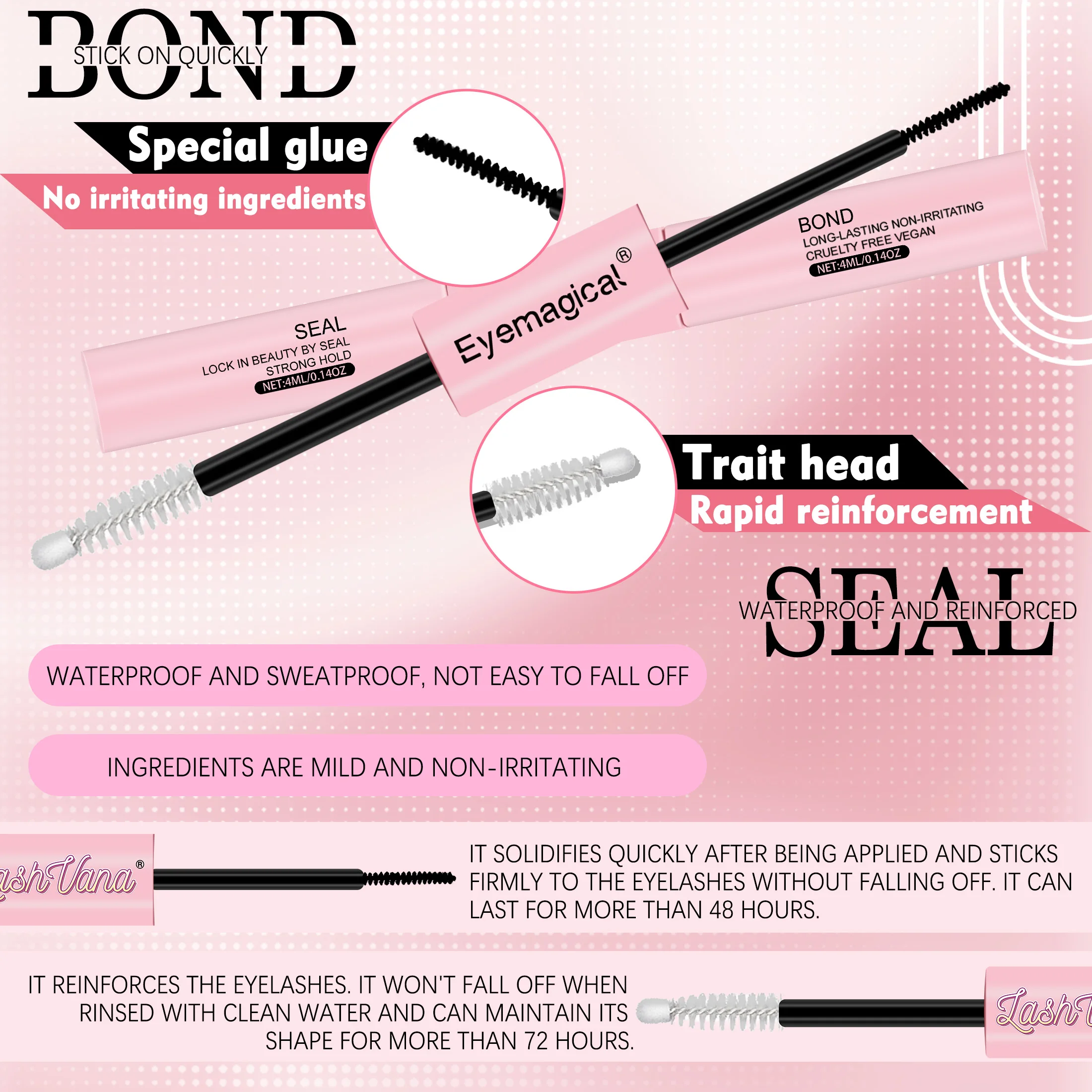 DIY Lash Clusters Set Mixed Tray Lashes Kit Mix Lash Clusters Bond and Seal and Lash Applicator Makeup Tool Lashes Cluster