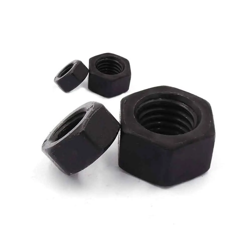 2/50pcs M1.6 M2 M2.5 M3 M3.5 M4 M5 M6 M8 M10 M12 M14 M16 Black Oxide Colour Carbon Steel Hexagon Hex Nut DIN934