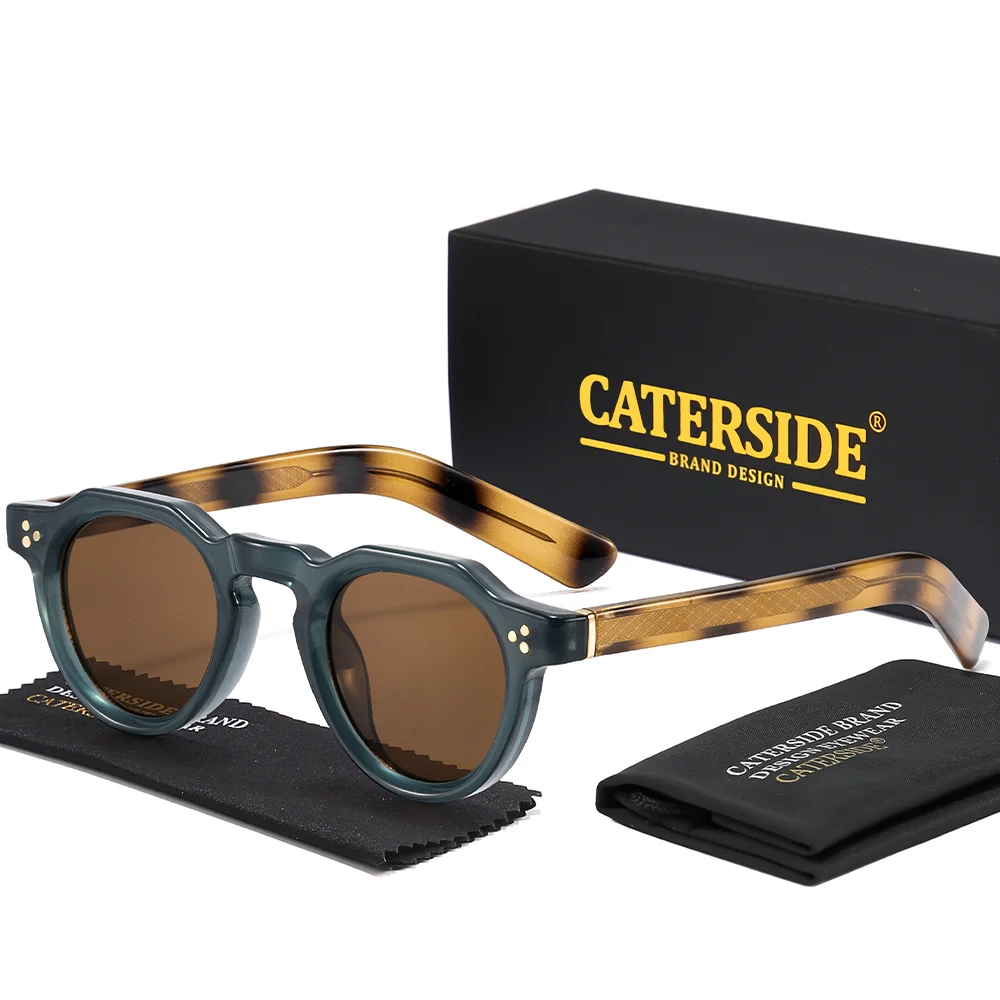 CATERSIDE Modische Runde Sonnenbrille für Damen und Herren, UV400-Schutz, kleiner Rahmen, Retro-Outdoor-Sonnenbrille zum Autofahren und Wandern – Detail 19