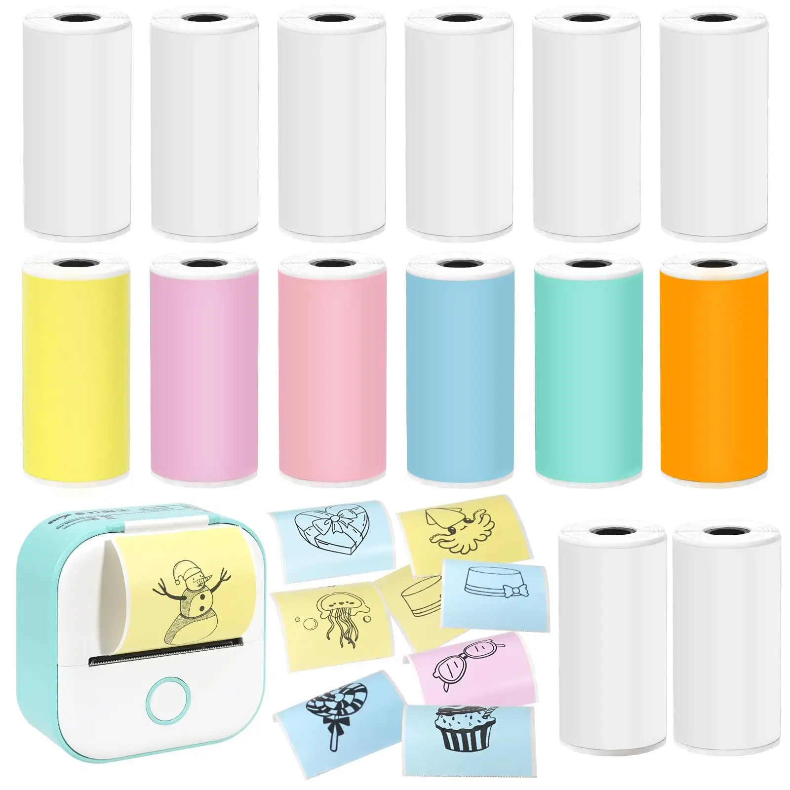 53mm Thermal Paper Self-Adhesive Color Sticker For Mini Thermal Pocket Printers 3-Rolls For Note Text Journal Photo DIY Creation