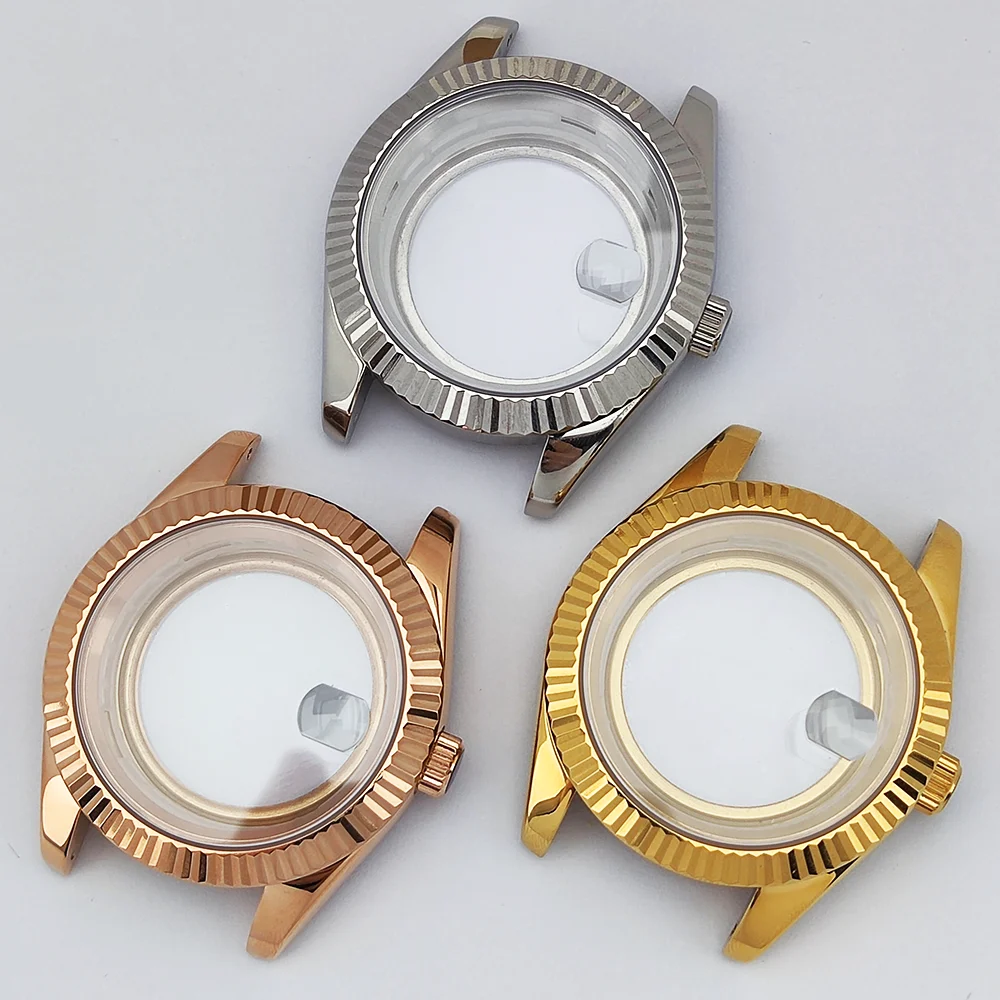 41 مللي متر حافظة الياقوت الزجاج 904L حافظة من الفولاذ المقاوم للصدأ يناسب 31 مللي متر حافظة عالية الجودة حافظة رجالية فاخرة