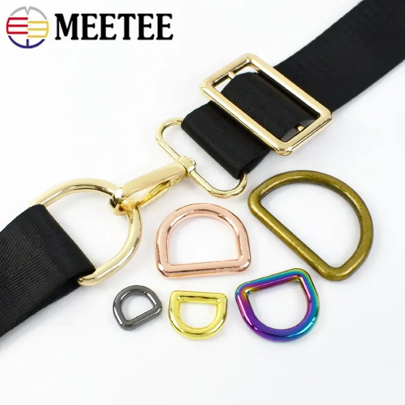 Meetee 10Pcs 10-38mm Metal Buckles For Bag Strap D Ring Clasp Belt Buckle Dog Collar Webbing Hook DIY Sewing Accessories G7-3