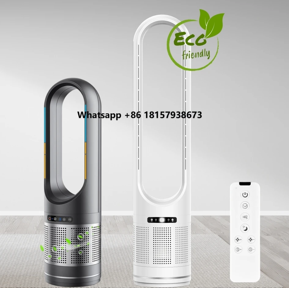 

Floor Standing Bladeless Pedestal Tower Fan with Air Purifier Easy Installation 8 Speed Wind for Home & Hotels Use
