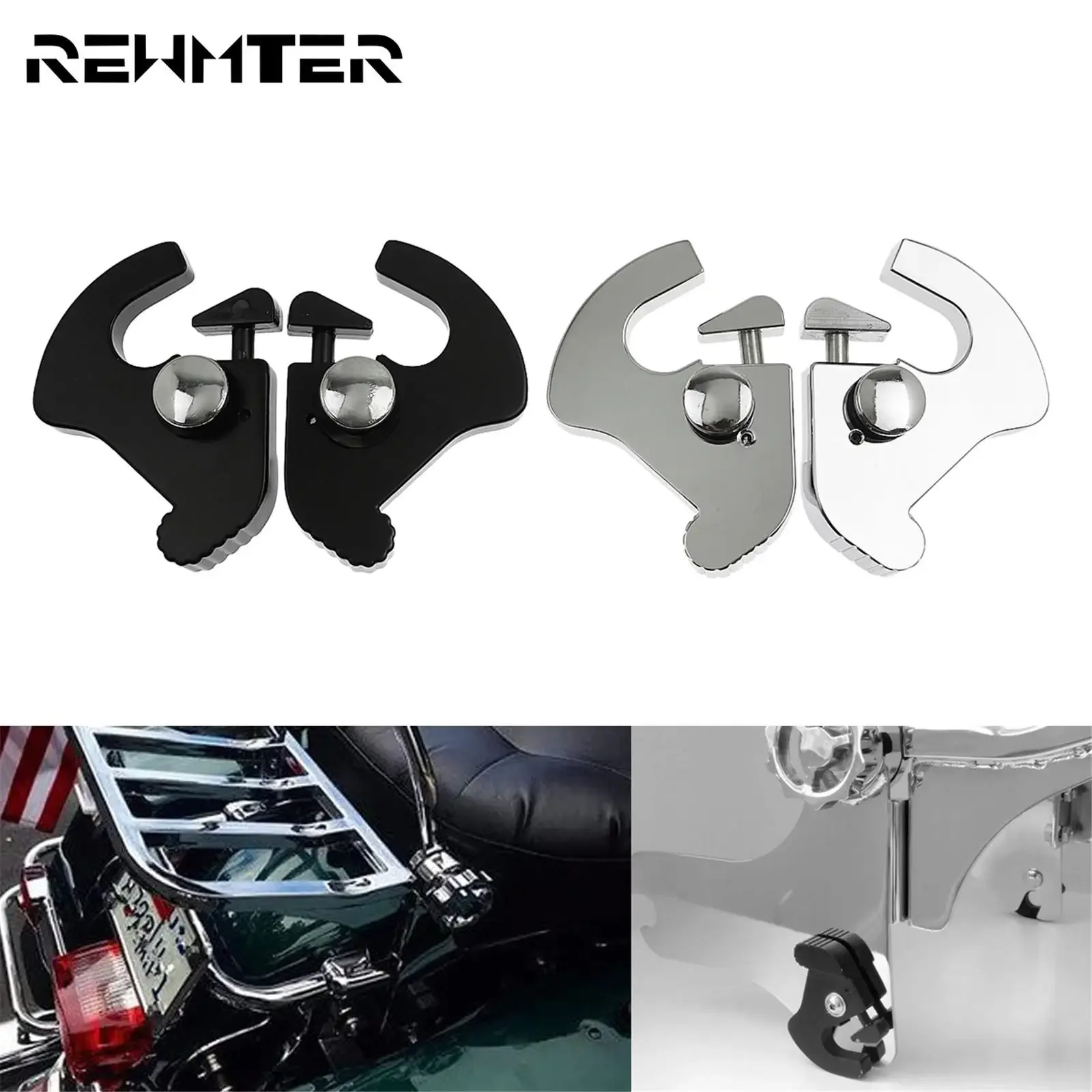 Motorcycle Backrest Detachable Rotary Sissy Bar Luggage Racks Docking Latch Clips Kit For Harley Sportster XL Softail Touring