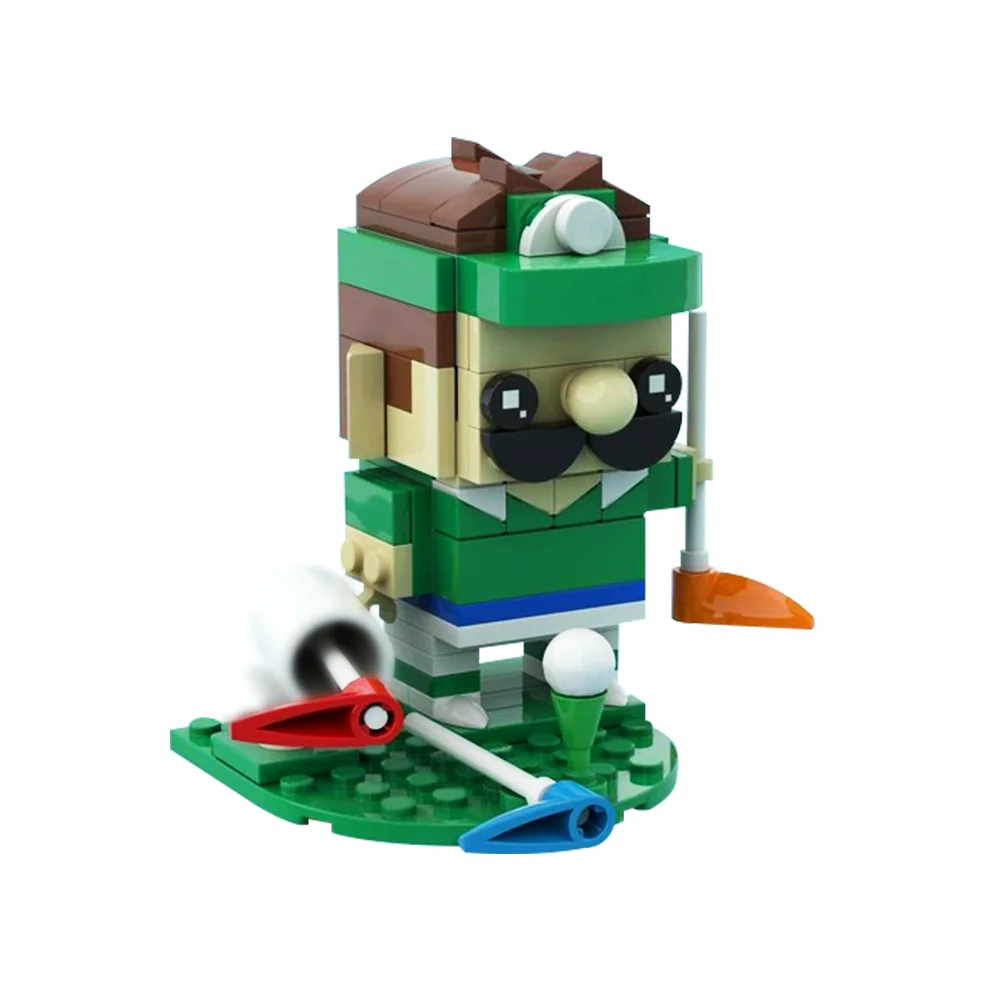 

MOC Luigi Brickheadz Model Building Block Classic Game Action Figure Green Doll Brick Toy Adult Gift For Kid