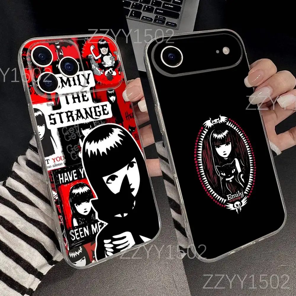 

E-Emily The Strange Black Cat Phone Case For iPhone 17,16,15,14,13,12,11 Pro,Max,Plus,X,XS,XR,SE4,E Mini Transparent Soft