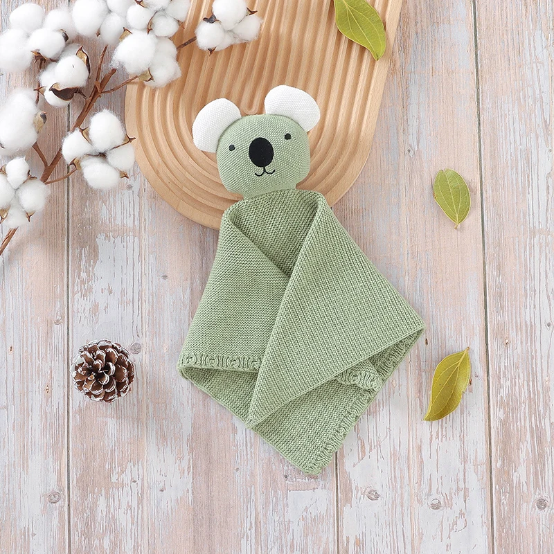 Baby Appeased Towel Cotton Knitted Infant Newborn Calm Blanket Kid Sleep Toy Bed 37*37CM Girls Boys Comfort Washcloth Cute Koala