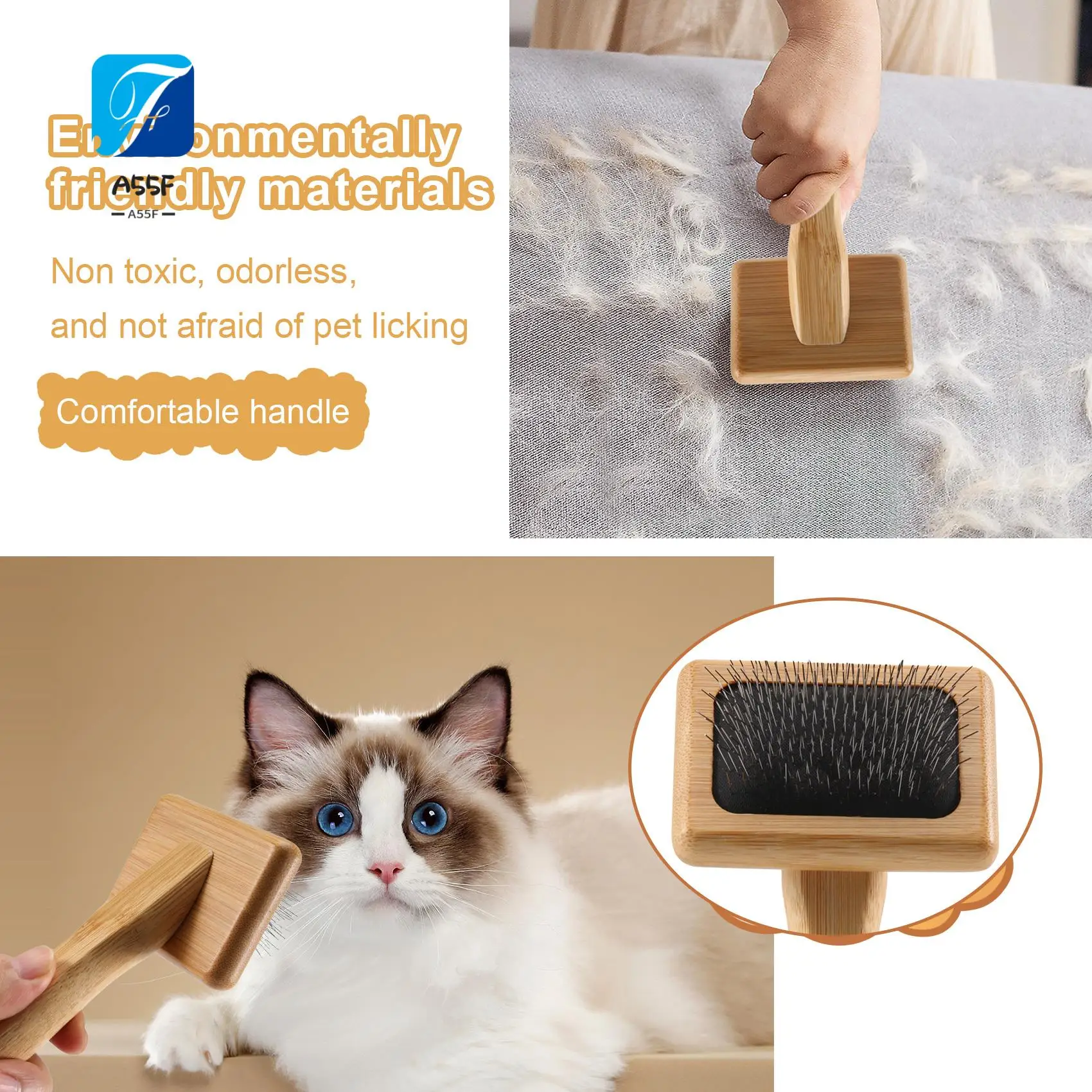 A55F-Rug Tassel Brush Macrame Carpet Tapestry Weaving Cotton Rope Weaving Comb Pet Dematting Open Knot Carding Comb Tools